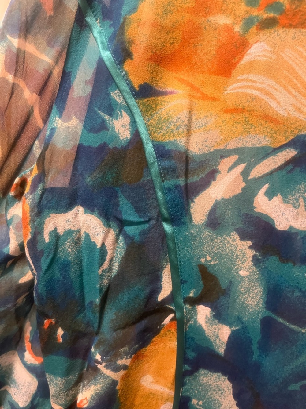 Coldwater Creek Women’s semi sheer Floral Watercolor. Princess Seam Size Large - Picture 8 of 10